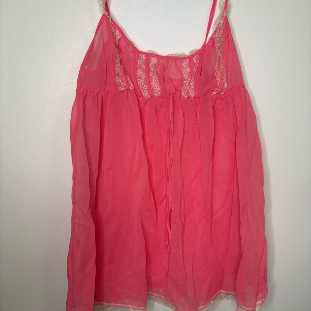 Victoria's Secret Vintage Pink Sheer Lace Babydoll Slip Dress
